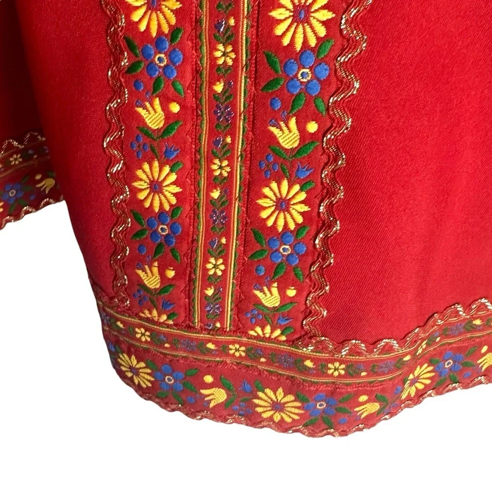 Vintage 60’s Red Embroidered Mini Dress app small